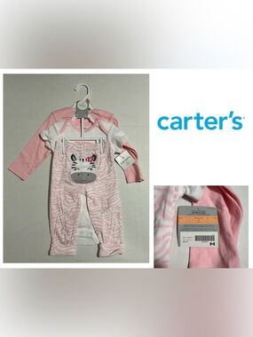 🆕CARTER’S - 12M - NWT - INFANT GIRLS 3PC PINK ZEBRA SET